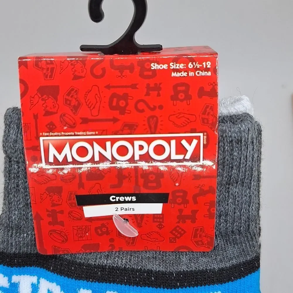 Straight Hustling Monopoly crew socks 2 pair bundle pack novelty graphic…